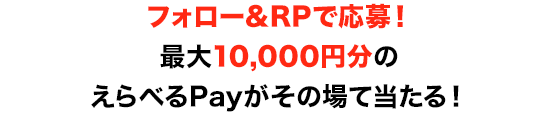 フォロー&RTで応募！最大10,000円分のえらべるPayがその場て当たる！